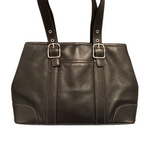 Coach black leather hampton tote bag
